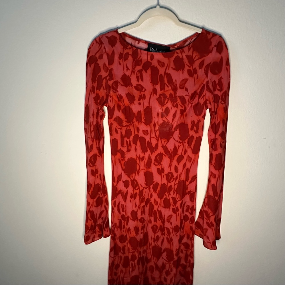 Réalisation Par Red Floral Long Sleeve Maxi Dress - Picture 7 of 12